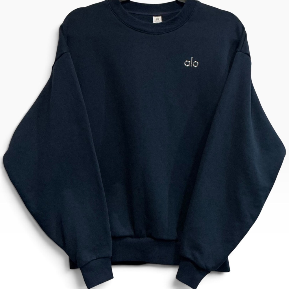 Alo Yoga Accolade Crew Neck Pullover Navy Blue Unisex Sweatshirt Size Small